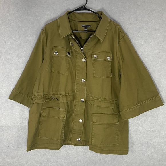 Glamour x Lane Bryant‎ Olive Green Cotton Blend Utility Jacket Womens Sz 20 - Picture 1 of 13